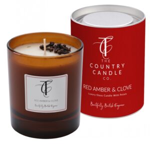 Seasonal Pastels-Red Amber & Clove 30cl Glass Candle (Amber Glass)
