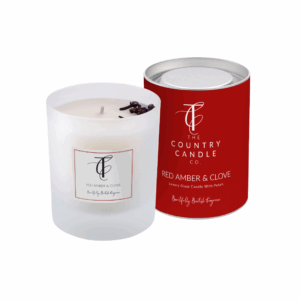 SEASONAL PASTELS-Red Amber & Clove Glass Candle