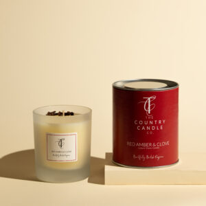 SEASONAL PASTELS-Red Amber & Clove 230g Glass Candle