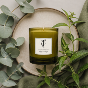Herb Garden-Eucalyptus & Verbena Glass Candle (Green Glass)
