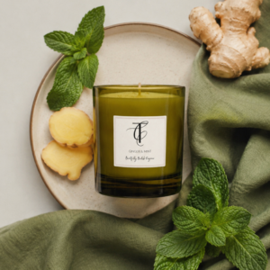 Herb Garden-Ginger & Mint 30cl Glass Candle (Green Glass)