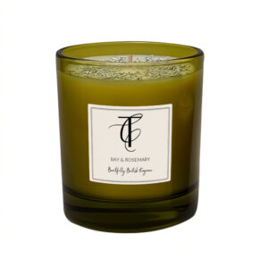 HERB GARDEN-Bay & Rosemary 30cl Glass Candle (Green Glass)