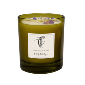 HERB GARDEN-Clary Sage & Woods 30cl Glass Candle (Green Glass)