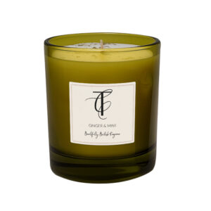 HERB GARDEN-Ginger & Mint 30cl Glass Candle (Green Glass)