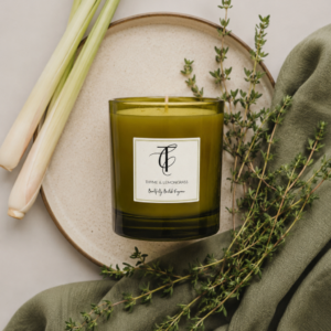 Herb Garden-Thyme & Lemongrass 30cl Glass Candle (Green Glass)