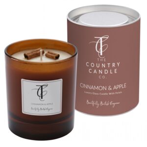 Seasonal Pastels-Cinnamon & Apple 30cl Glass Candle (Amber Glass)