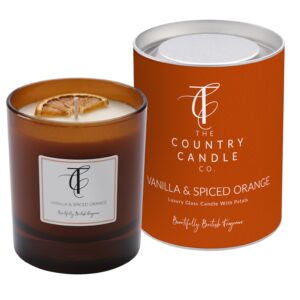 Seasonal Pastels-Vanilla & Spiced Orange 30cl Glass Candle (Amber Glass)